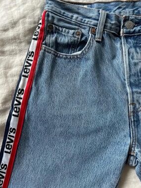 Vintage Levi’s 501 Logo Side Tape Jeans Rare Side Stripe